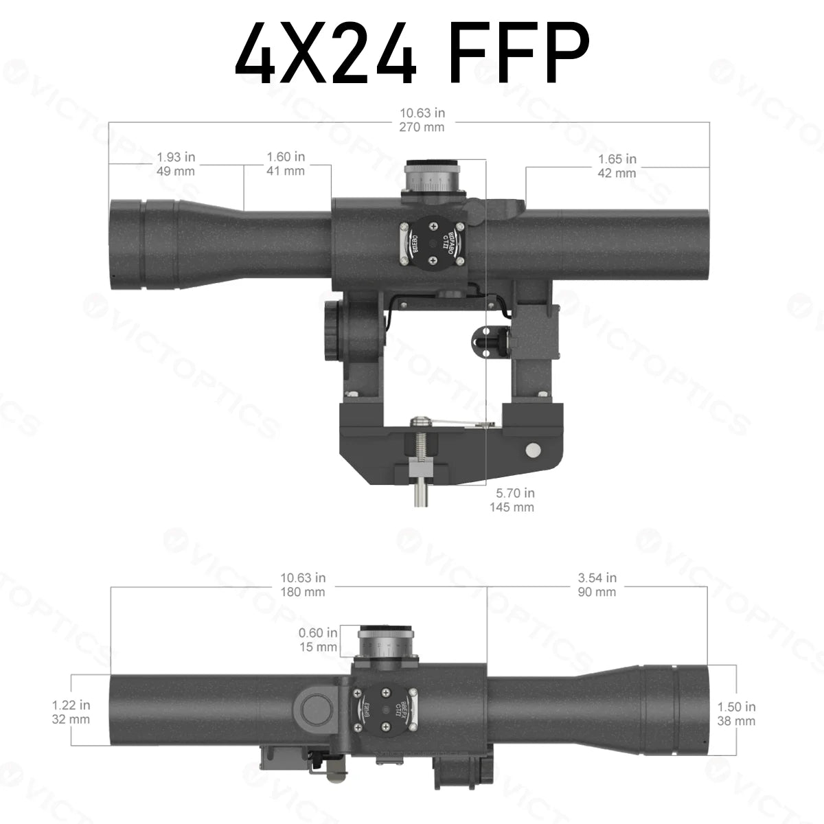Victopitcs SVD FFP 3-9x24/4x24 Riflescope red dot 1X28 4 MOA On/OFF Switch Side QD with lens cover Mount System 2 illumination