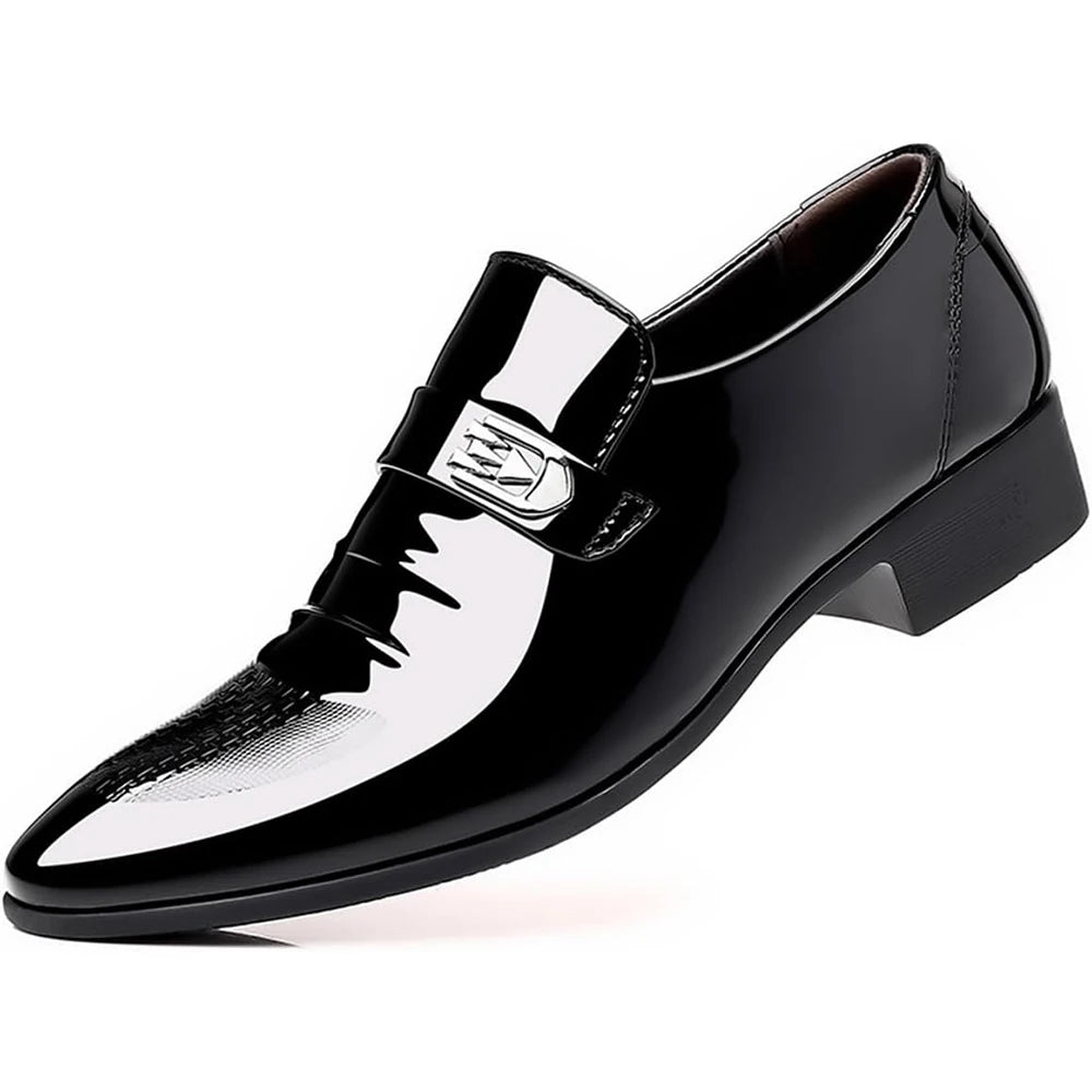 Mens Dress Shoes High Gloss Patent Slip On Loafers Formal Business Oxford Casual Driving Pointed Toe Boat Shoe For Men