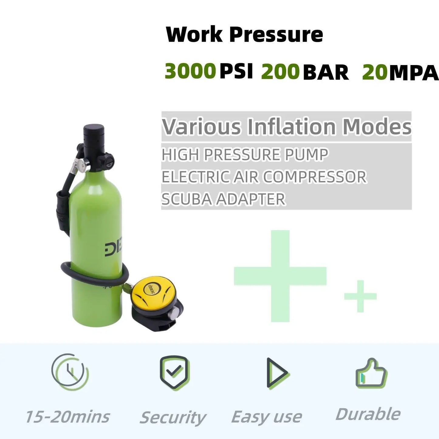 1L Mini Scuba Tank Underwater Dive Portable Lungs Deepest 32.8ft Scuba Oxygen