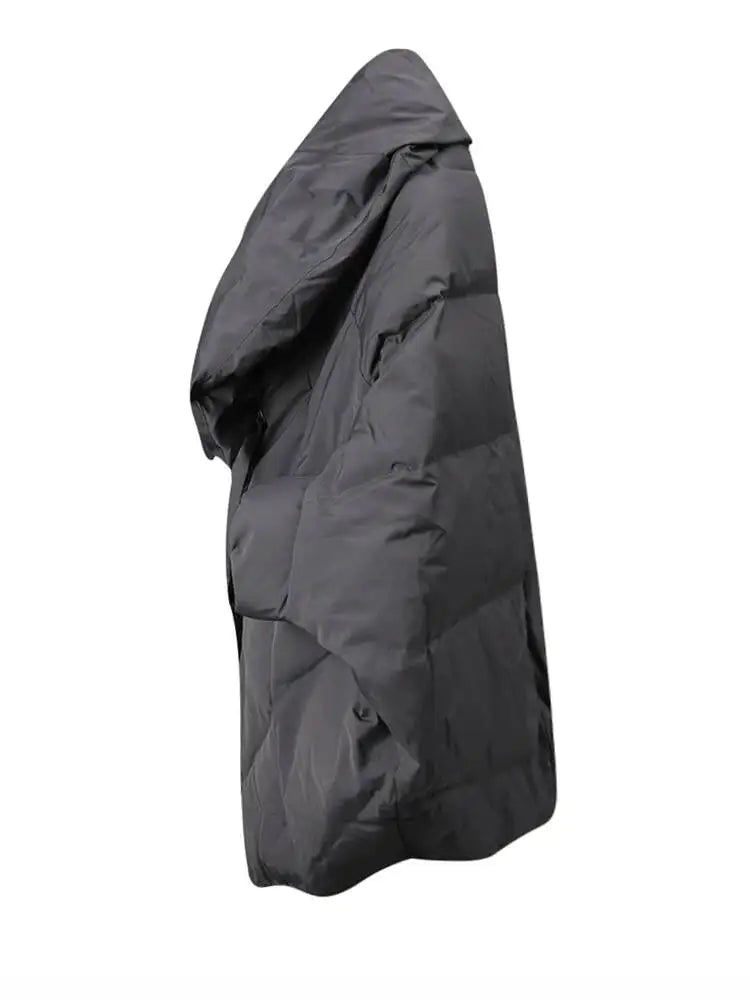 EAM Gray Big Size Keep Warm Down Jacket New Long Batwing Sleeve Warm Women Parkas Fashion Tide Autumn Winter 2026 CPG4506