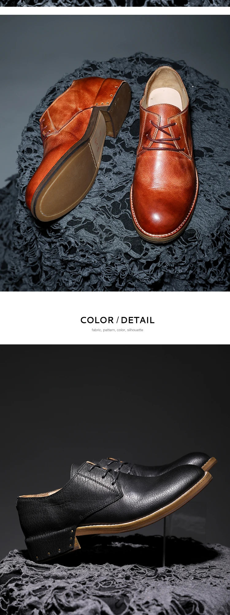 Goodyear-Welted Vintage Genuine Leather Men's Derby ShoesRound-toe Men Casual Shoes Dress Business Dress Shoes Men Wedding Shoes
