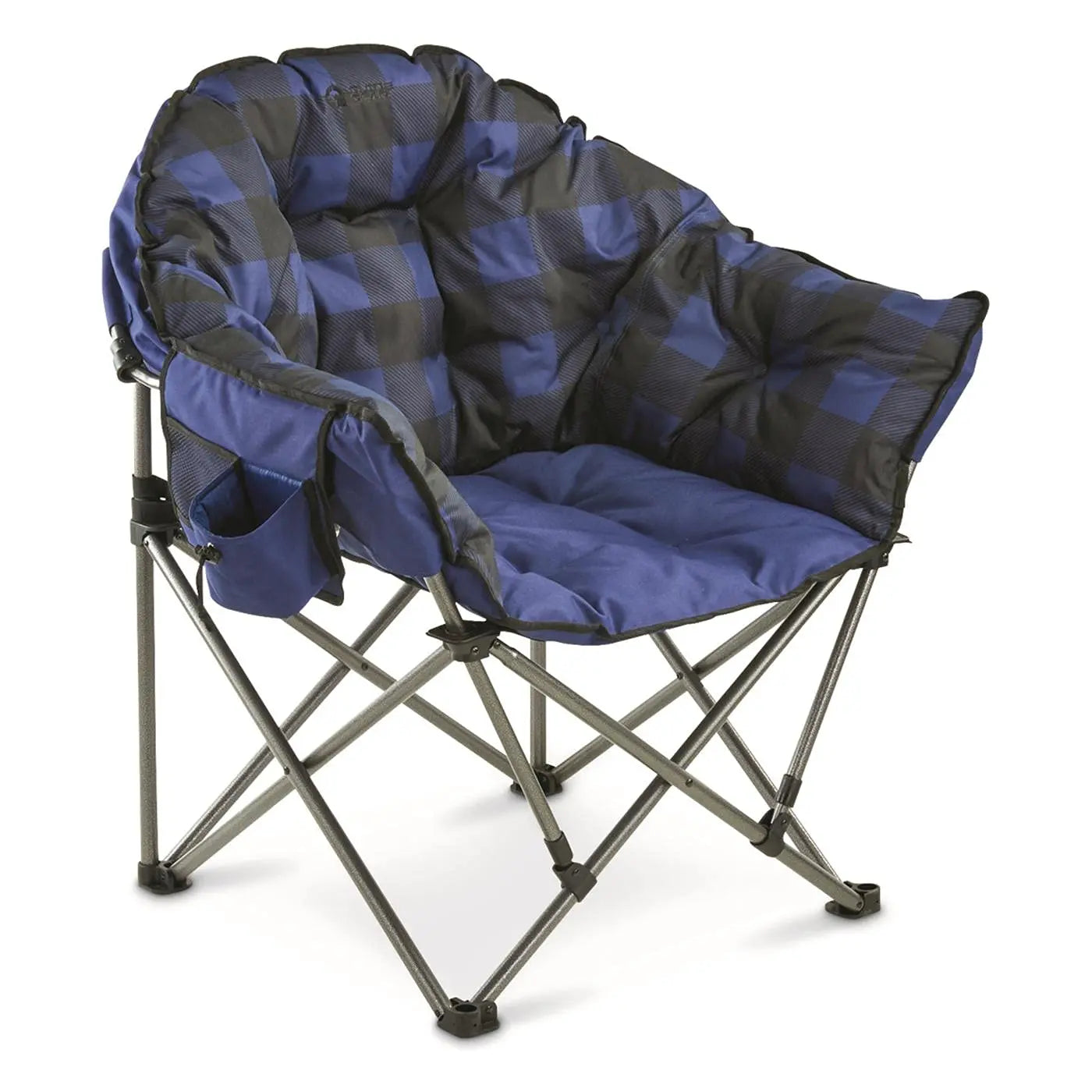 Club Camping Chair, Oversized, Portable, Folding with Padded Seats, 500-lb. Capacity Green Plaid, Customized