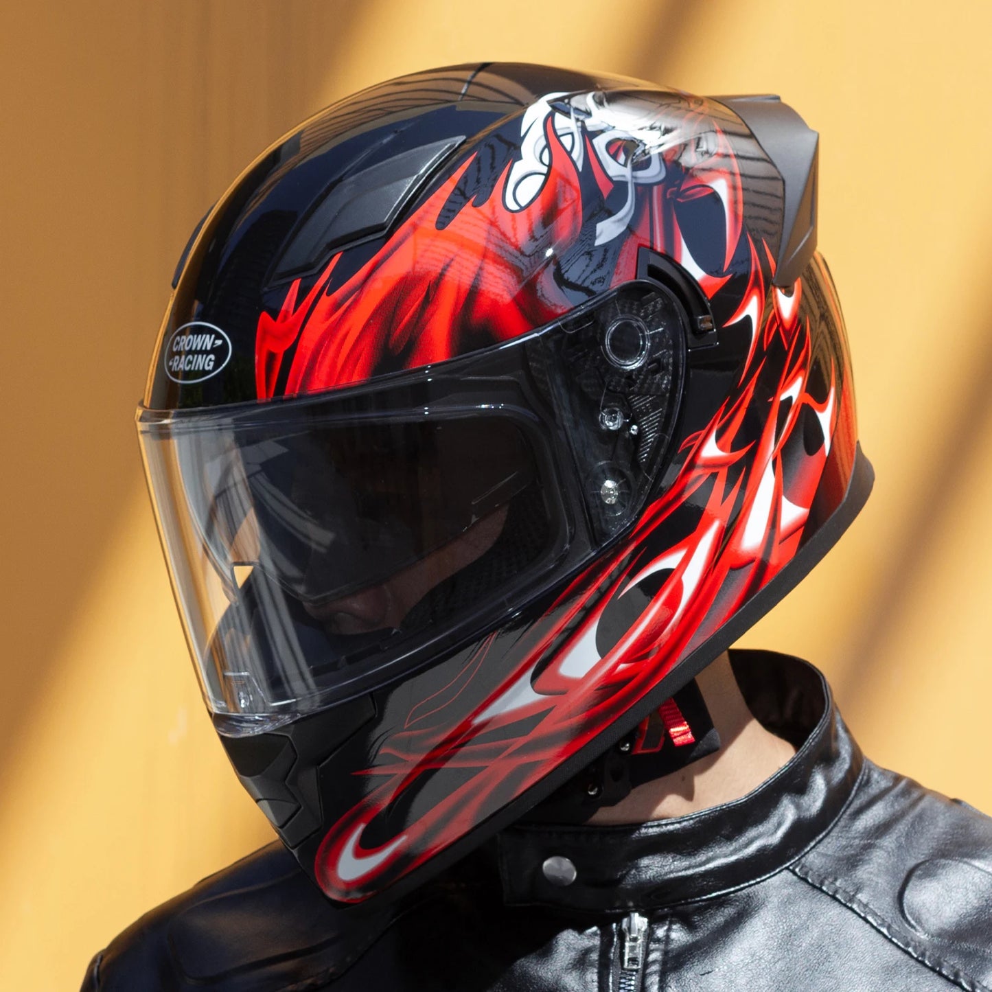 Full - Face Motorcycle Helmet DOT Certified Unisex Helmet with Built - in Sun Visor and Clear Outer Visor