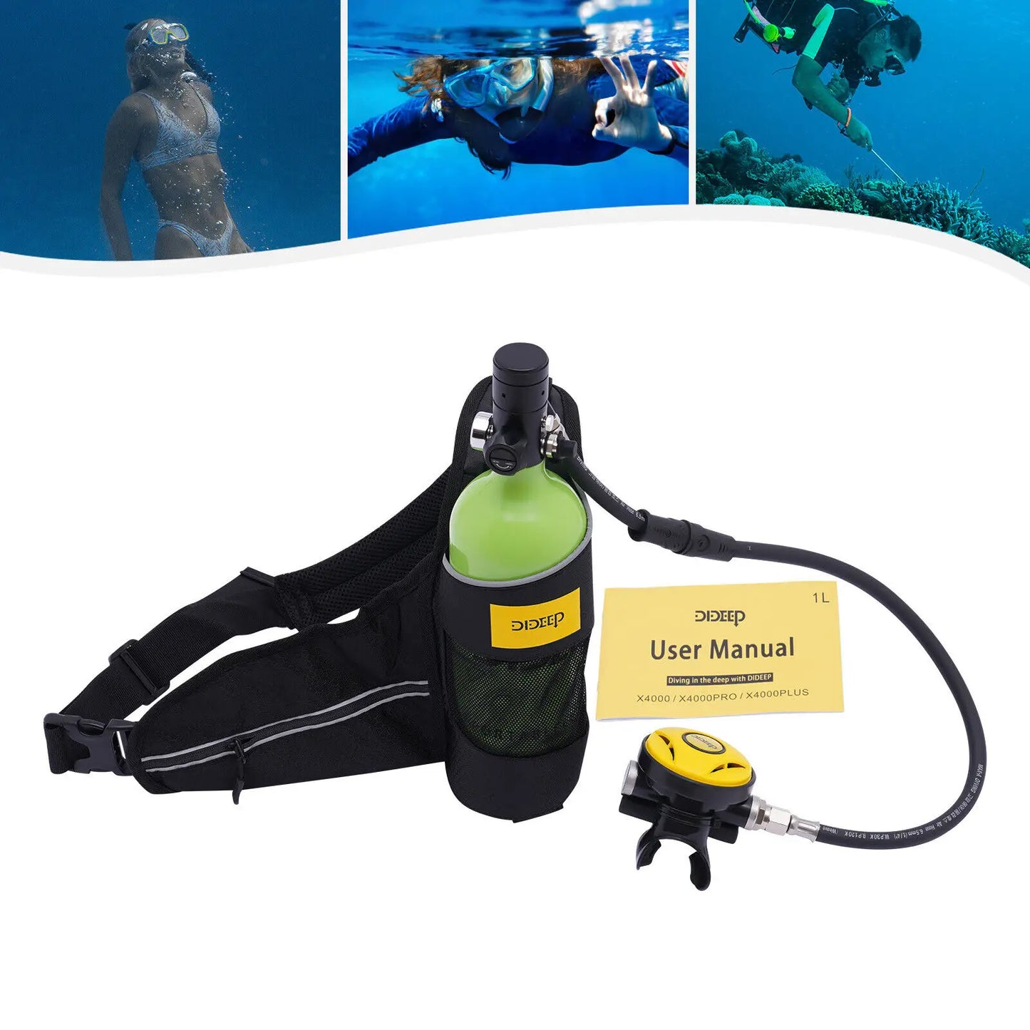 1L Mini Scuba Tank Underwater Dive Portable Lungs Deepest 32.8ft Scuba Oxygen