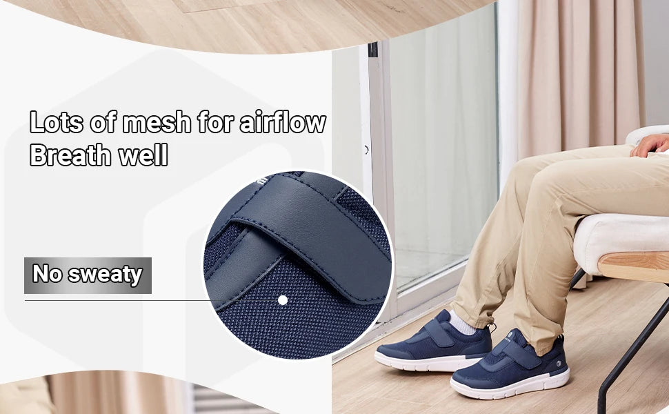 FitVille Men's Extra Wide Width Diabetic Shoes Lightweight Walking Casual Shoes for Swollen Feet Neuropathy Pain Relief