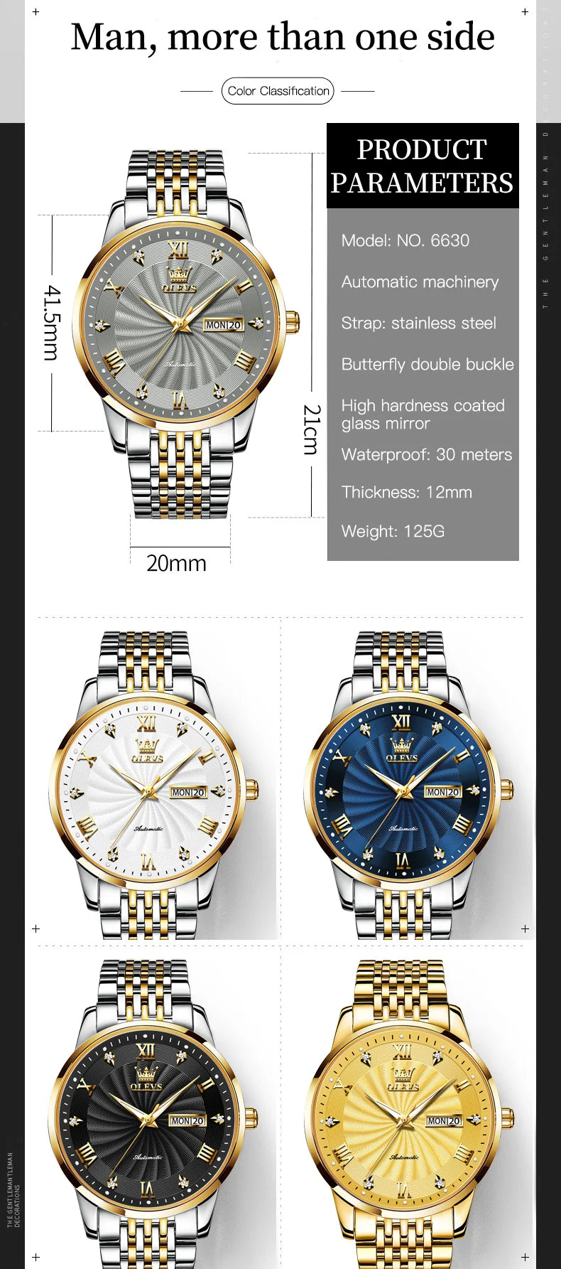 OLEVS Men Mechanical Watch Top Brand Luxury Automatic Watch Sport Stainless Steel Waterproof Watch Men relogio masculino