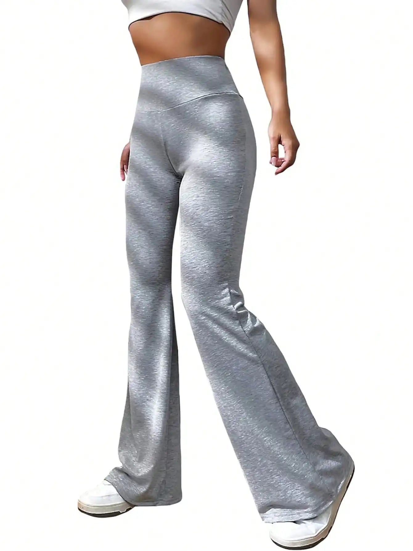 Solva Solid Flare Leg Pants Fall Cloth For Women  Women's High-Waisted Flared Pants, Elastic Waist, Cinching Hip-Lifting, Casual Yoga Pan for All-Season Exercise and Outdoor Wear