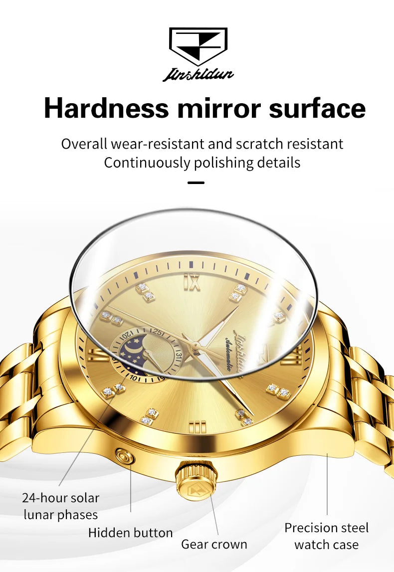 JSDUN Men's Watch Fashionable Business  Automatic Mechanical Watch Waterproof Luminous Moon Phase Watch Luxury Brand Men Watch