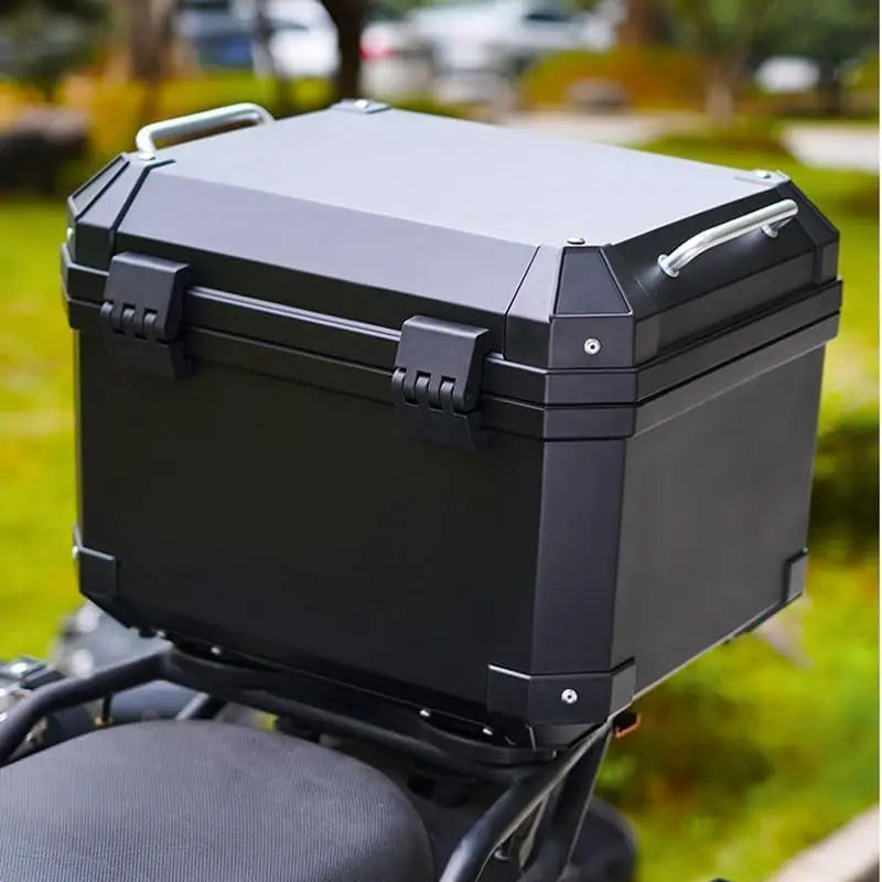 Motorbike Top Case with Reflective Strips 45L Motorcycle Top Box Travel Helmet Luggage Storage Tour Tail Box Lockable Rear Box