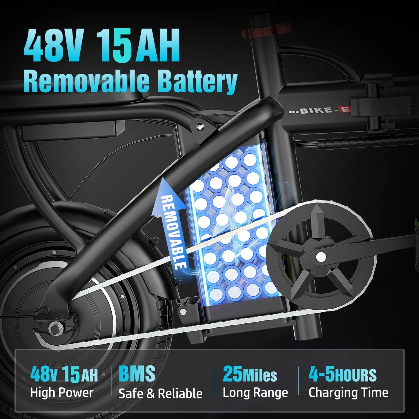 Adult folding electric bicycle, 48V 15AH, 1000W, 30-mile maximum range, US warehouse, LCD display, all-terrain wide tires.