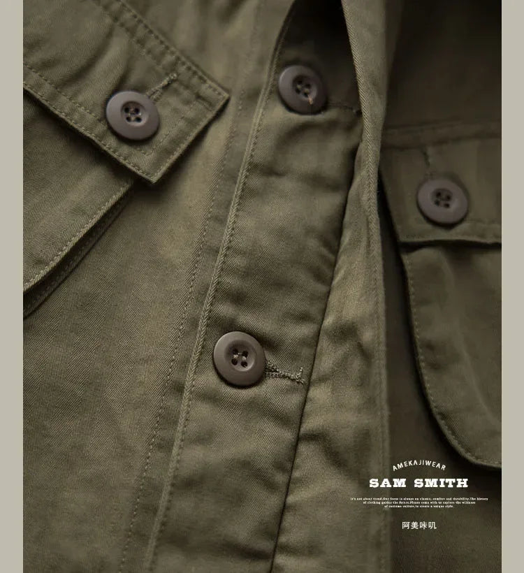 TCU Multi Pockets American Vintage Casual Jackets Spring Autumn 100% Cotton Chevron Coats for Male Amekaji Workwear Hunting Wear