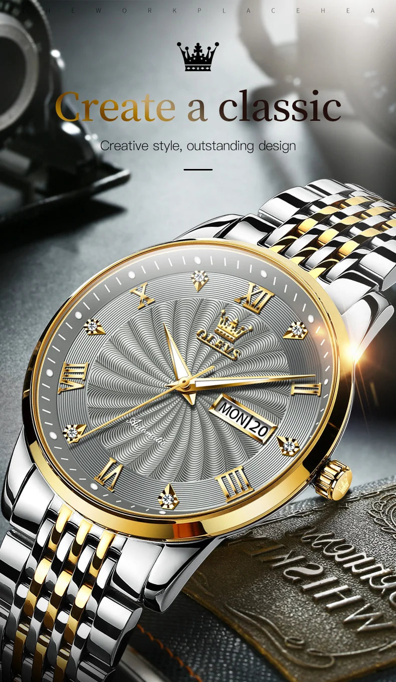 OLEVS Men Mechanical Watch Top Brand Luxury Automatic Watch Sport Stainless Steel Waterproof Watch Men relogio masculino
