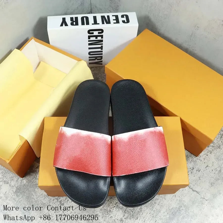 Designers Slides Womens Slippers Floral Slipper Leather Rubber Flats Sandals Summer Beach Shoes Loafers Gear Bottoms Slider