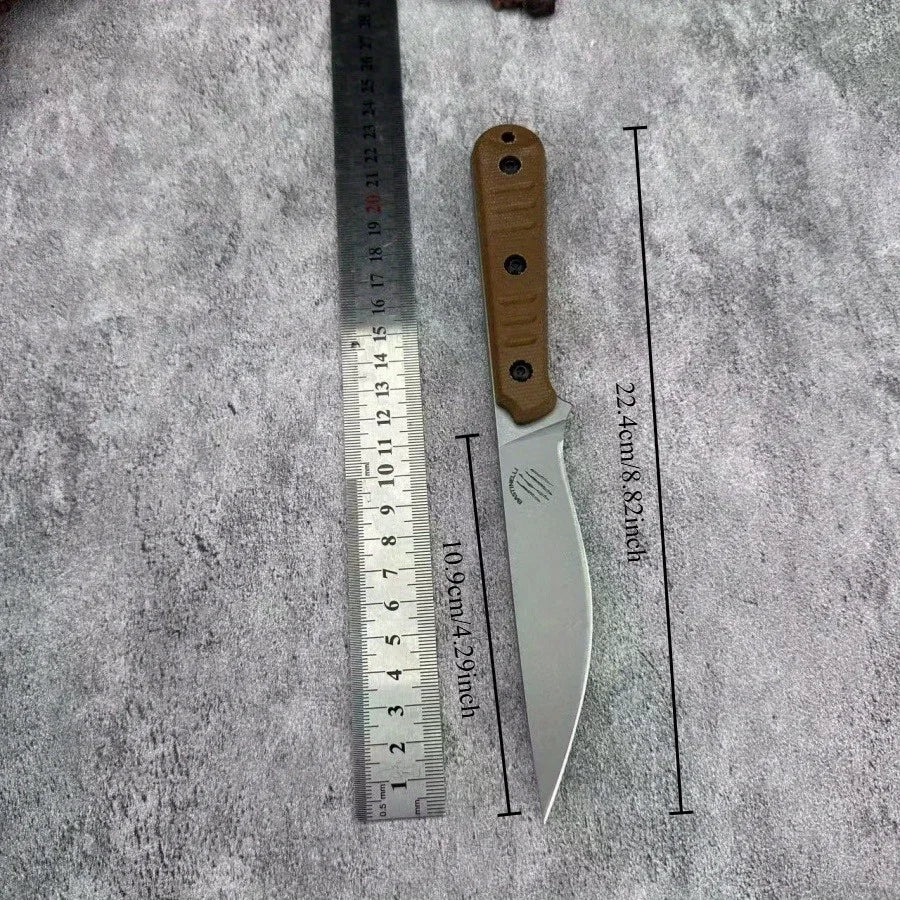Heavy-duty Stainless Steel Straight-bladed Knife with G10 Anti-slip Handle for Outdoor Camping Wilderness Survival EDC Hunting