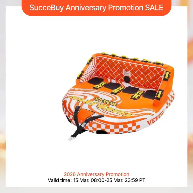 SucceBuy Towable Tube for Boating 1-4 Riders Inflatable Boat Tubes and Towables 680lbs Water Sport Towable Tube for Boat to Pull