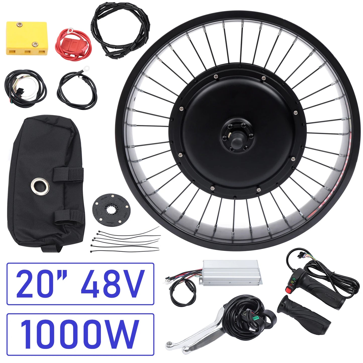 Electric Bicycle EBike Conversion Kit 20" E-Bike Front Wheel Frame Kit 20" 48V 1000W for Fat tire Bike Motor kit