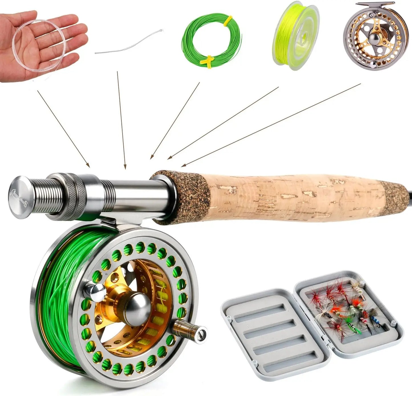 Lightweight Fly Fishing Rod Reel Combo with CNC Aluminum Alloy Reel, Complete Starter Package for Anglers