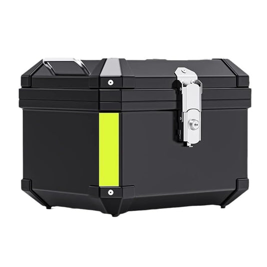Motorbike Top Case with Reflective Strips 45L Motorcycle Top Box Travel Helmet Luggage Storage Tour Tail Box Lockable Rear Box