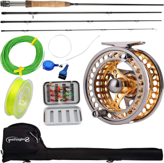 Lightweight Fly Fishing Rod Reel Combo with CNC Aluminum Alloy Reel, Complete Starter Package for Anglers