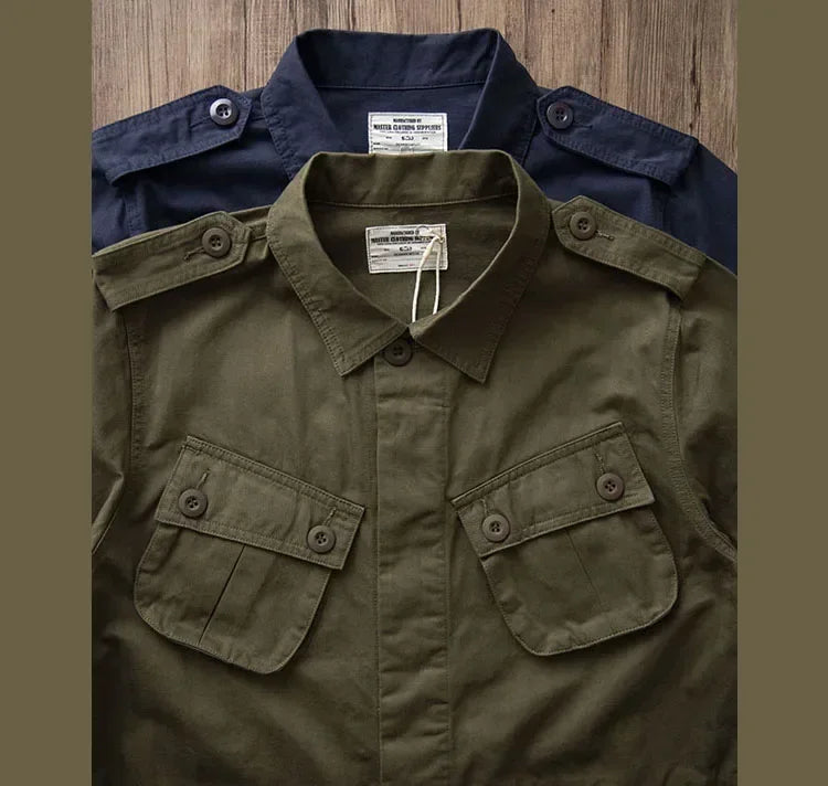TCU Multi Pockets American Vintage Casual Jackets Spring Autumn 100% Cotton Chevron Coats for Male Amekaji Workwear Hunting Wear