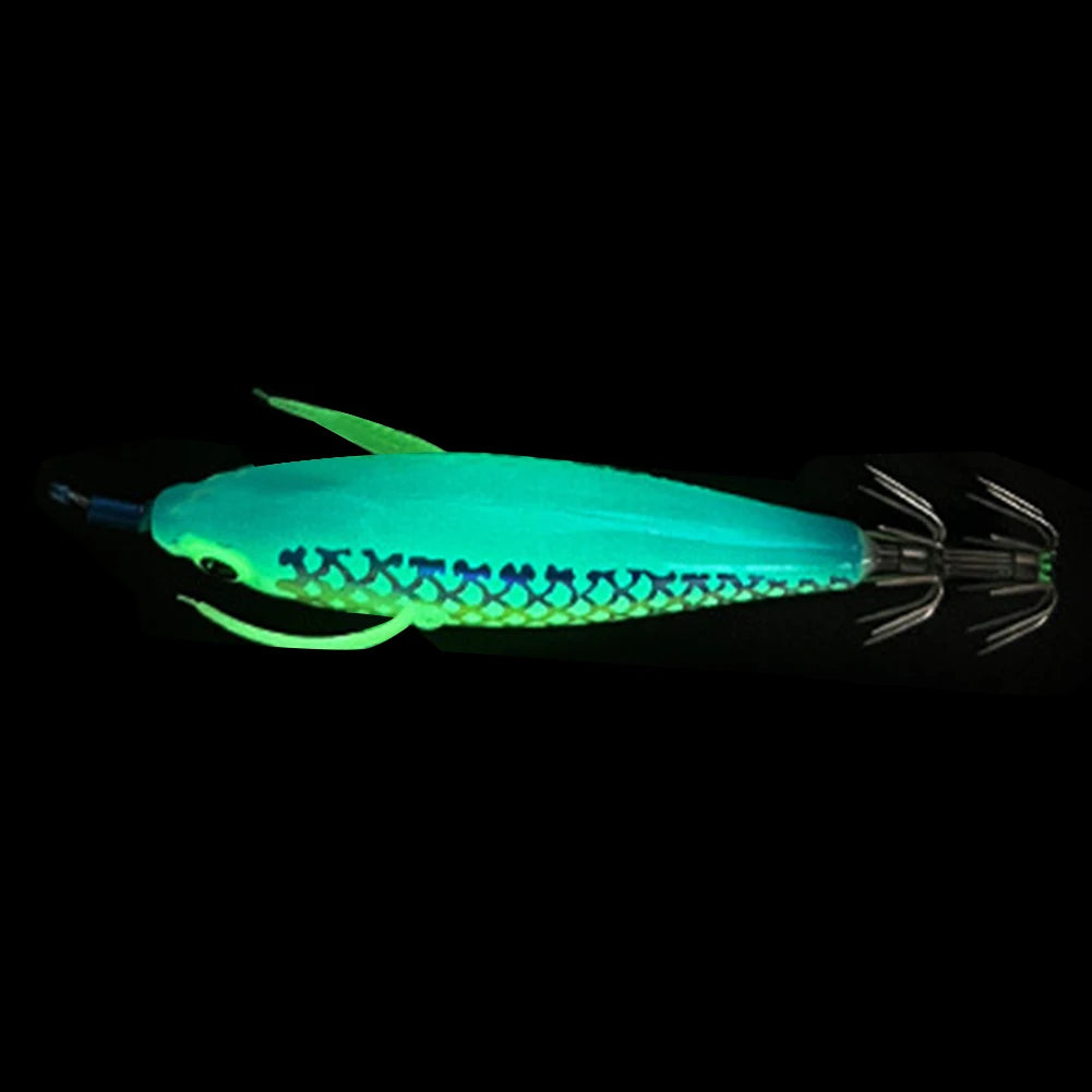 Luminous Squid Hook Squid Fishing Lure with 3D Eyes Cuttlefish Attracting Lure Glow In The Dark Squid Bait for Night Fishing