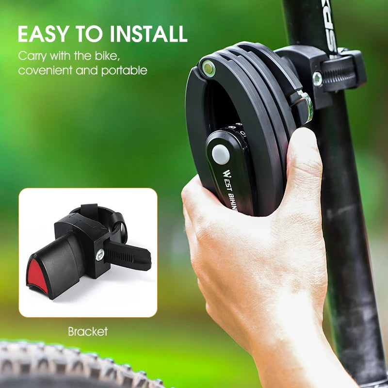 WEST BIKING Anti-Theft Bicycle Folding Lock MTB Road Bike Portable Lock Scooter Ebike Motorcycle Safety Lock Cycling Accessories
